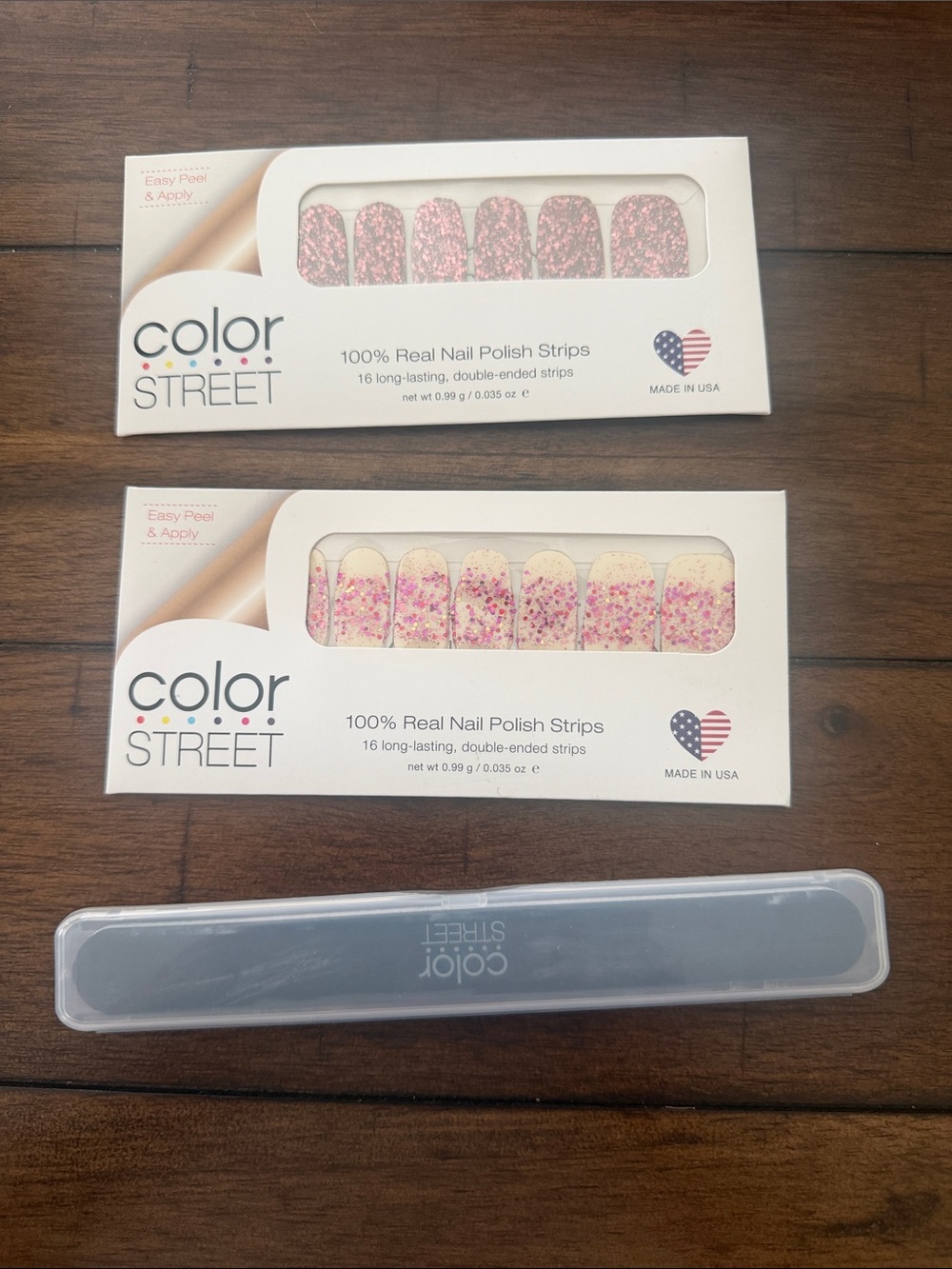 Color Street Nails Capitol Hill & Pink Cannes Confetti Polish Strips Nail File